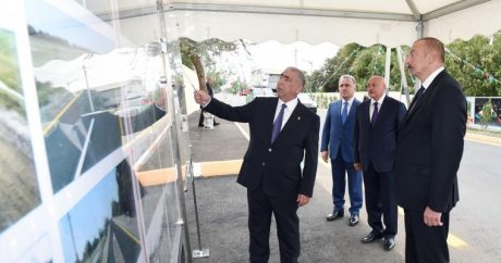 Президент Ильхам Алиев принял участие в открытии автодороги в Масаллы