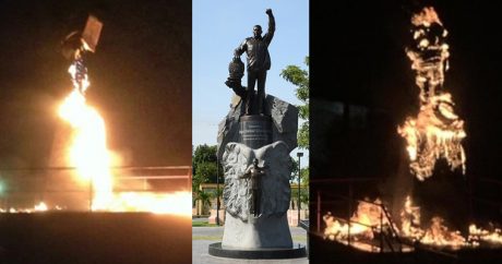 В Венесуэле сожжена статуя Уго Чавеса, подаренная Россией — Видео