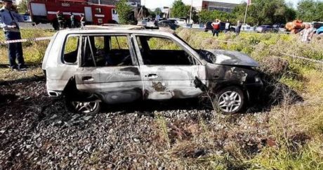 В Армении сгорел автомобиль с военными