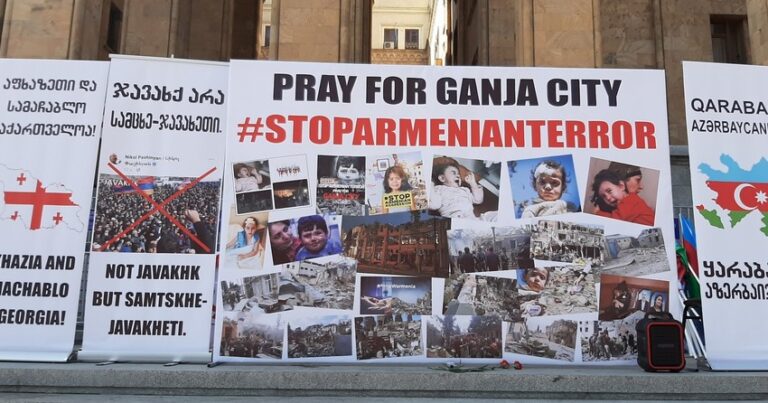 В Тбилиси выражают протест в связи с обстрелом Гянджи