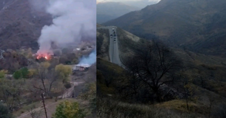 Сбегающие из Кельбаджара армяне сжигают дома — ВИДЕО