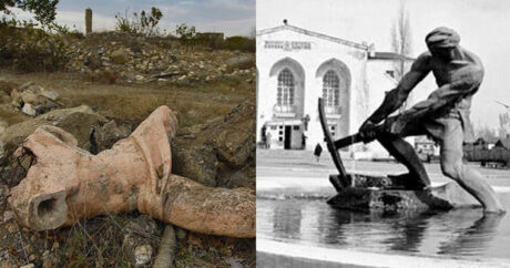 Нынешнее состояние знаменитой статуи перед драмтеатром в освобожденном от оккупации Агдаме – ФОТО