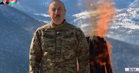 Президент Алиев обратился к азербайджанскому народу из города Шуша — Фото+Видео