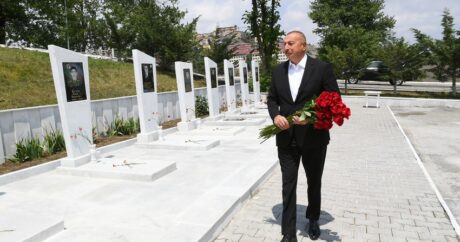 Президент Ильхам Алиев посетил Аллею шехидов в Дашкесане