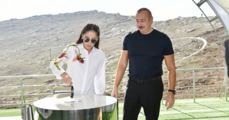 Президент Ильхам Алиев и первая леди Мехрибан Алиева заложили фундамент Шушинской телерадиовещательной станции