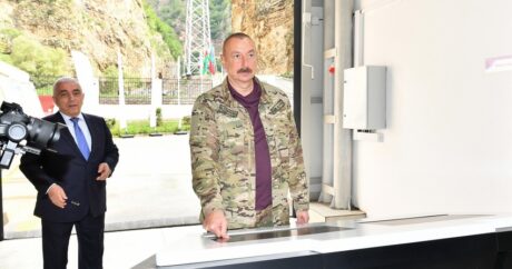 Президент Ильхам Алиев принял участие в открытии малой ГЭС «Кяльбаджар-1»