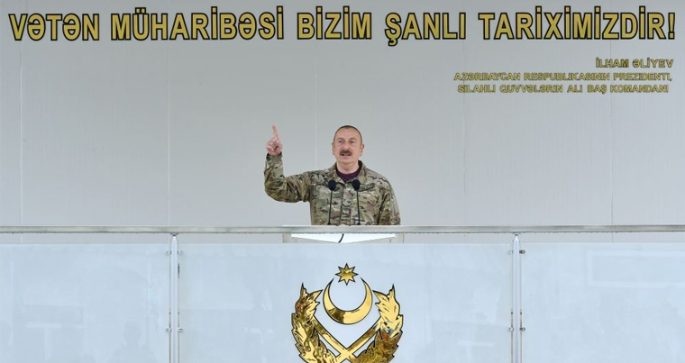 Президент Ильхам Алиев принял участие в открытии воинской части в Кяльбаджарском районе