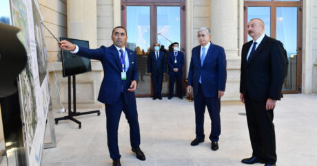 Президенты Азербайджана и Казахстана ознакомились с проектом детского центра, который будет построен в Физули