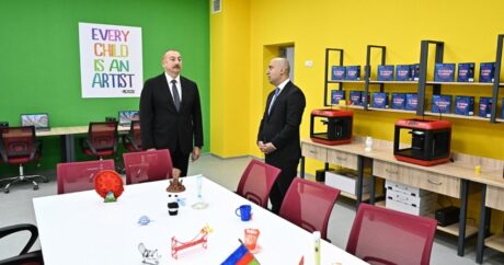 Ильхам Алиев ознакомился с условиями, созданными в здании заново отстроенной школы в поселке Сарай