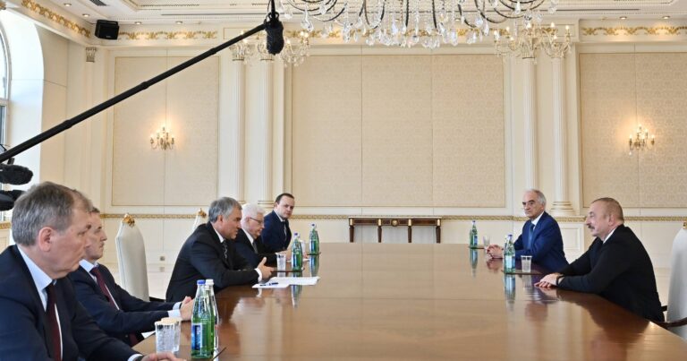 Президент Ильхам Алиев принял делегацию во главе с председателем Государственной Думы Российской Федерации