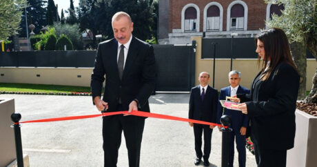 Президент Ильхам Алиев принял участие в открытии нового здания посольства Азербайджана в Италии
