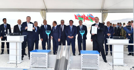 Президенты Азербайджана и Турции заложили фундамент железнодорожной станции Гумлаг в Джебраиле