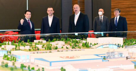 Ильхам Алиев и Ираклий Гарибашвили посетили Габалинский продовольственный городок