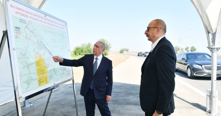 Президент Ильхам Алиев принял участие в открытии автодороги Гянджа-Газахбейли
