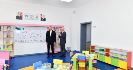 Ильхам Алиев принял участие в открытии нового здания полной средней школы-лицея имени Мухаммеда Физули