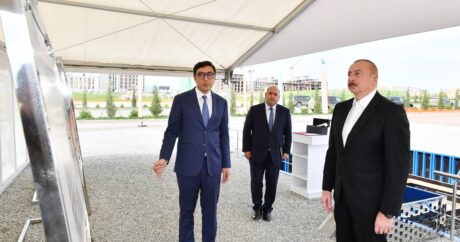 Президент Ильхам Алиев заложил фундамент спортивного комплекса в городе Физули