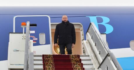 Президент Ильхам Алиев прибыл с рабочим визитом в город Санкт-Петербург