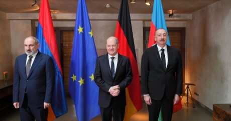 Cостоялась совместная встреча Президента Ильхама Алиева с Канцлером Германии и премьер-министром Армении