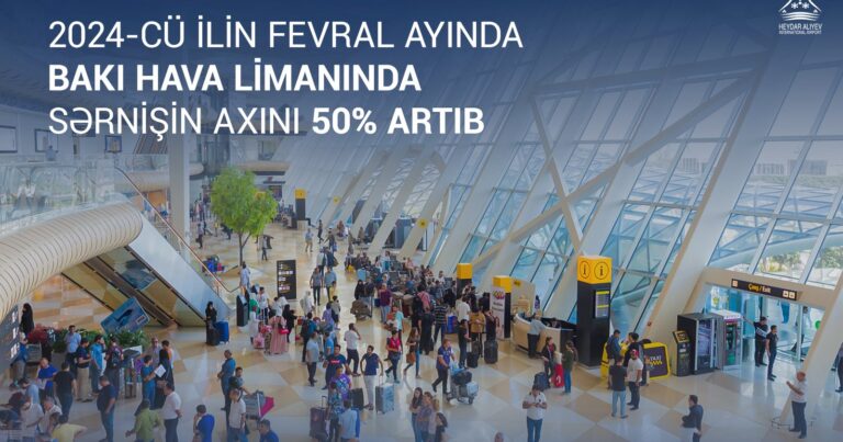 В феврале 2024 года пассажиропоток в бакинском аэропорту увеличился на 50%