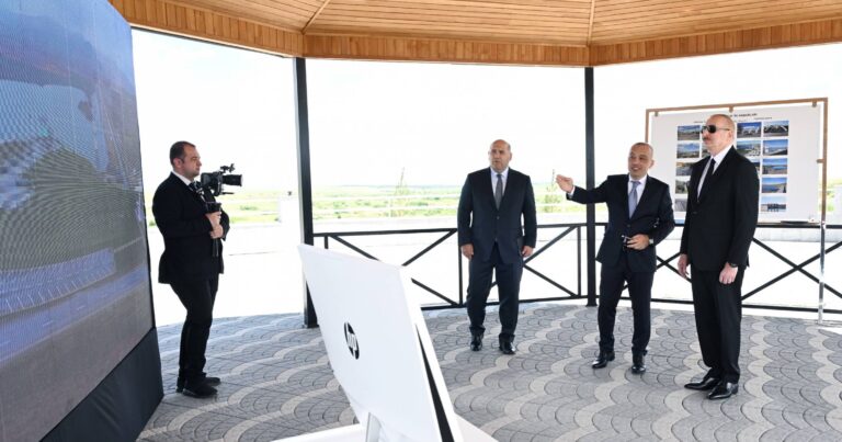 Ильхам Алиев принял участие в открытии комплекса водохранилищ Кенделанчай в Физули